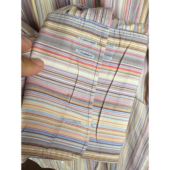 Balmain Paris Striped Luxery Button Up Dress Shirt Pink Multicolor Men 17 1/2 44 - Picture 8 of 11